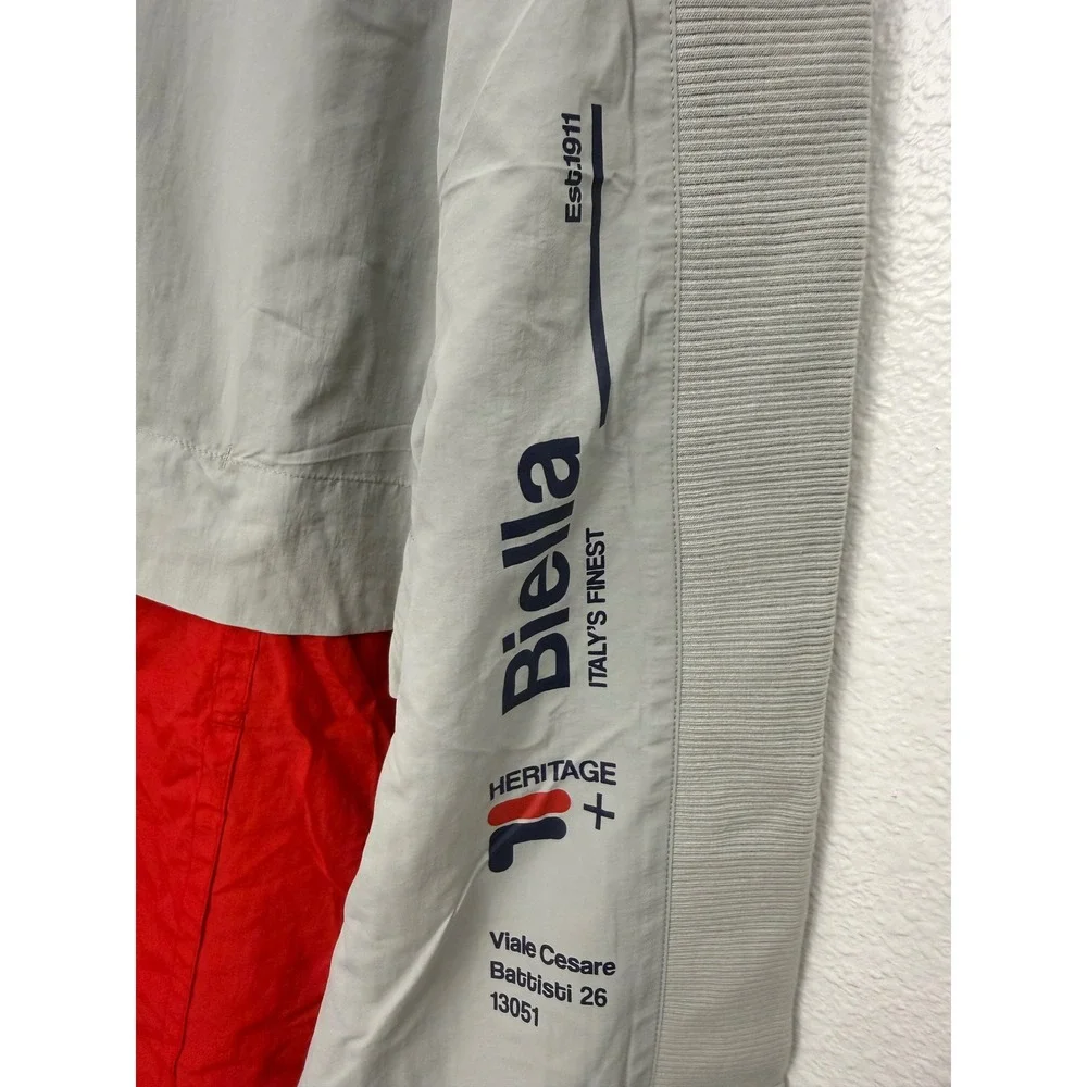 FILA Heritage Biella Italy's Finest Windbreaker Grey Red XXL Quarter Zip Jacket